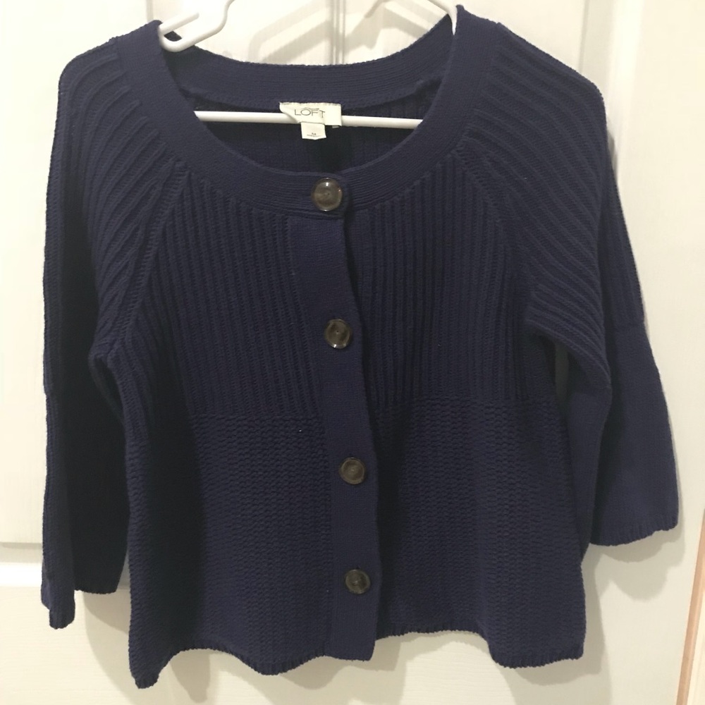 Loft Buttoned Down Ribbed Sweater - image 1